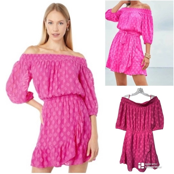 Lilly Pulitzer Dresses & Skirts - Lilly Pulitzer Rochelle off the shoulder dress with built in shorts